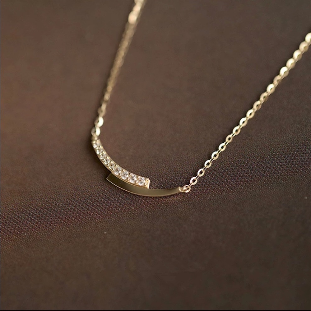 New 925 Sterling Silver Diamond Arc Pendant Ne… - Picture 2 of 5